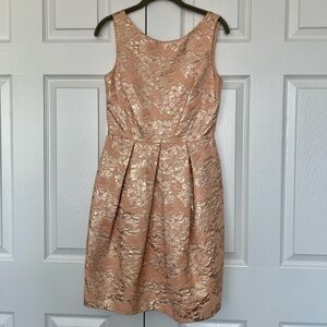 Peach and Gold Jacquard Dress